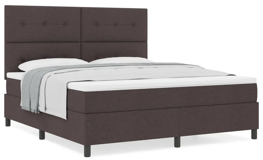 Boxspring Ágy Matraccal Sötétbarna Szövet Super King