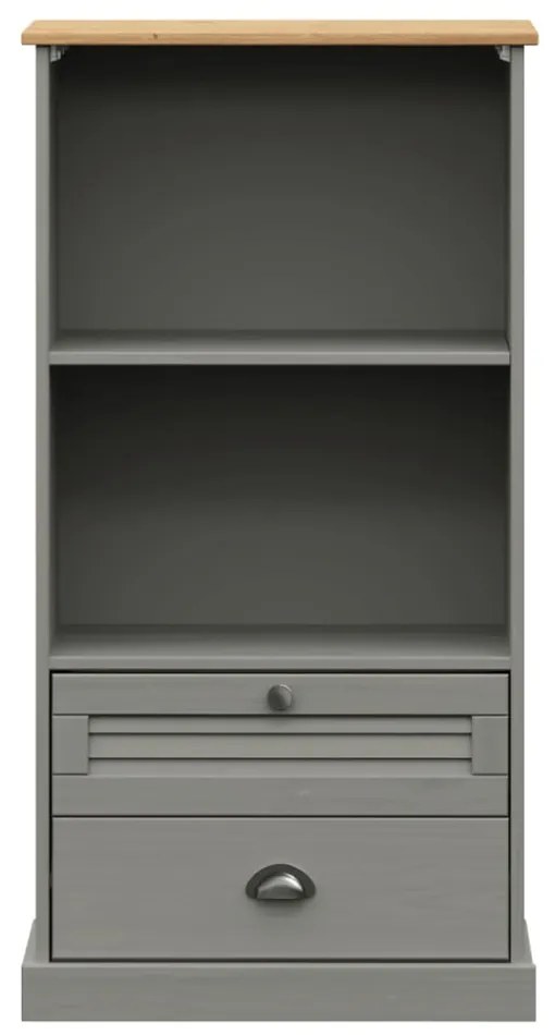 VIGO szürke tömör fenyőfa könyvespolc 60x35x114,5 cm