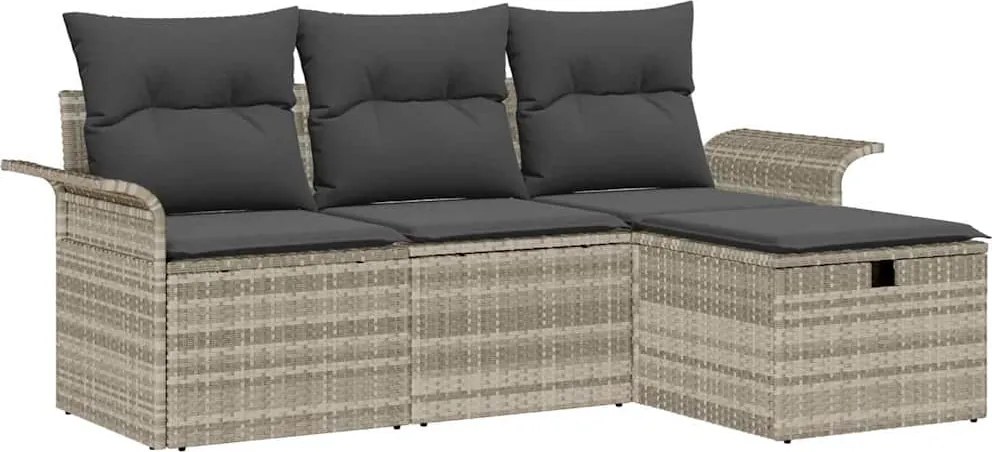 vidaXL Kerti Kanapé Szett párnával tárolóval 4 pcs Poli rattan