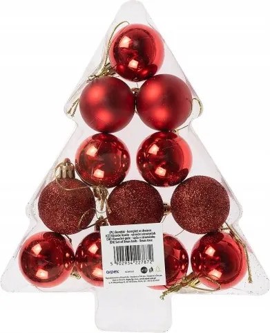 Karácsonyfa gömbök piros szett 12 db 4 cm Arpex karácsonyfa
