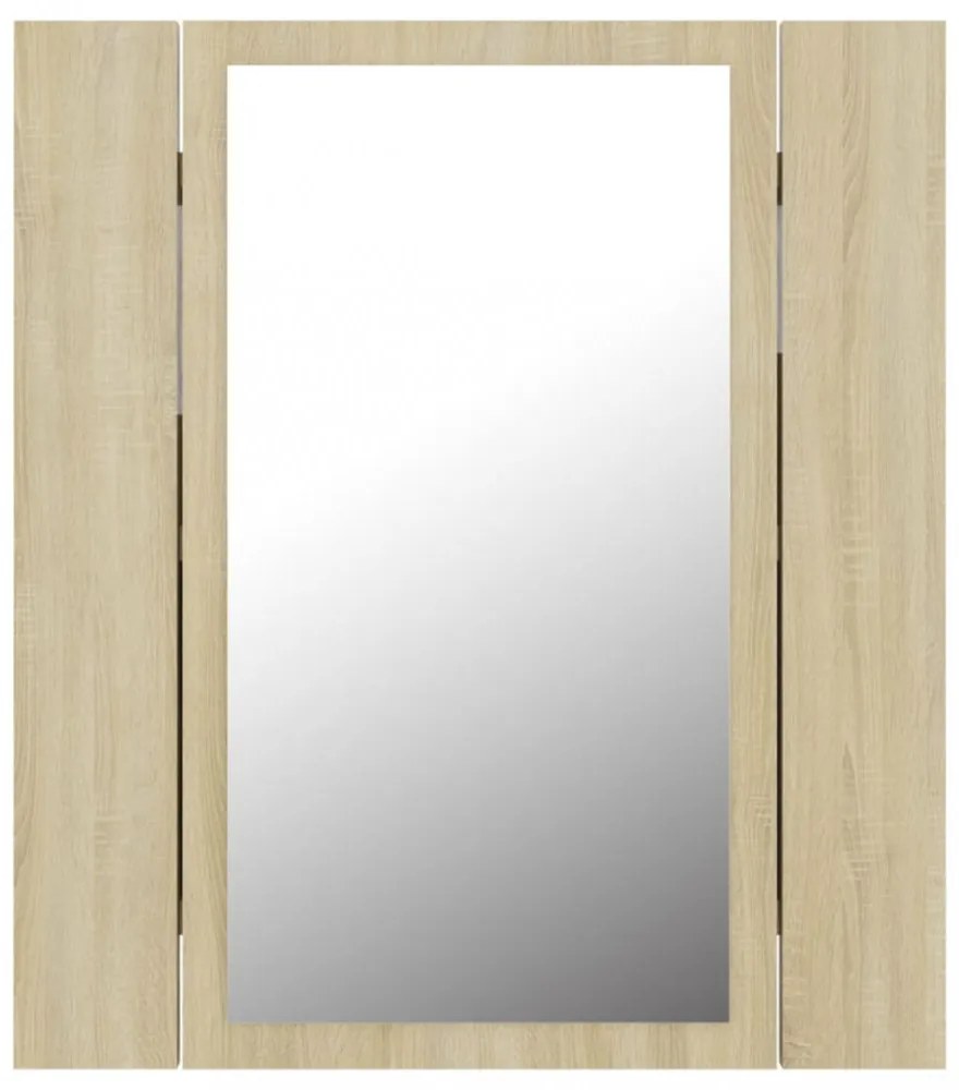 tölgyszínű akril LED-es tükrös fürdőszobaszekrény 40x12x45 cm