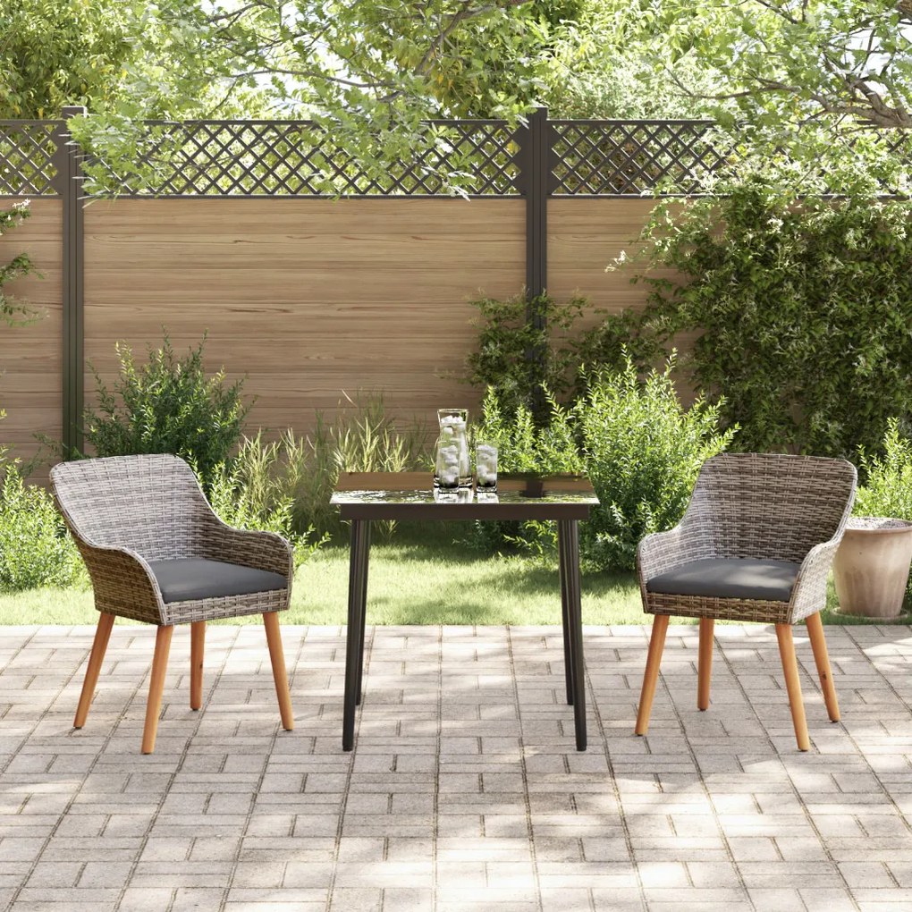 3 részes szürke poly rattan kert étkező szett