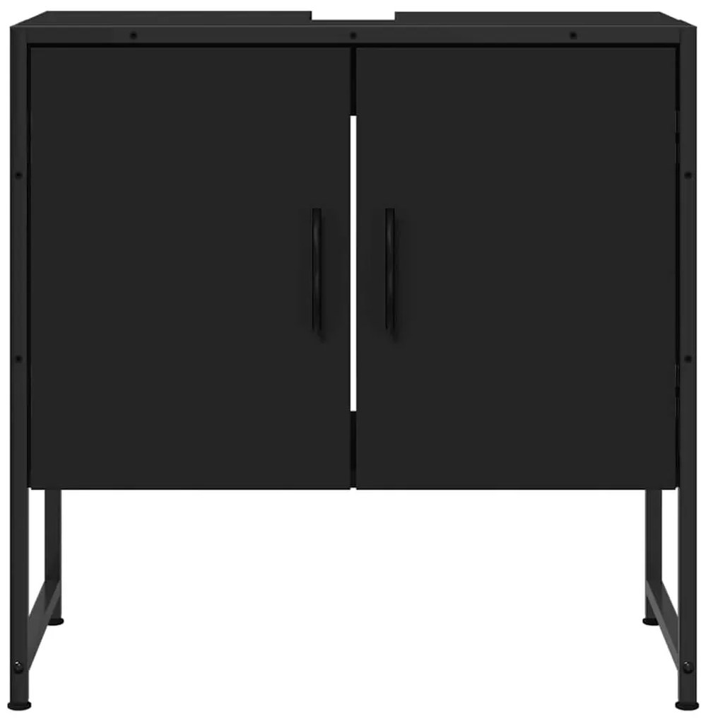 fekete szerelt fa fürdőszobai mosdószekrény 60 x 33 x 60 cm