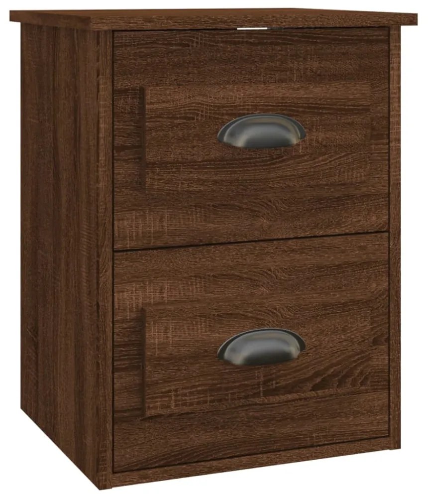 2db barna tölgyszínű falra szerelhető éjjeliszekrény 41,5x36x53