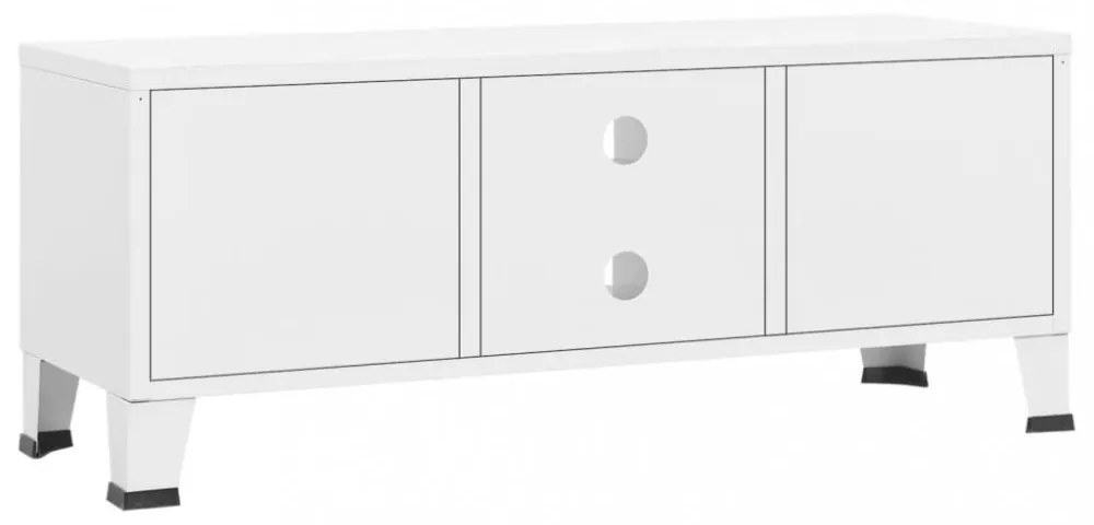 fehér fém ipari stílusú TV-szekrény 105 x 35 x 42 cm