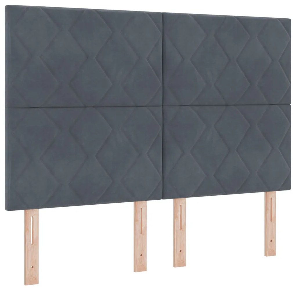Fejtámla Gyémánt Blokkok Design Sötét Szürke 160 cm Bársony