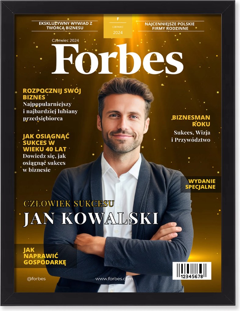 Forbes fényképes magazin borító keretben vicces ajándék 40x30 cm