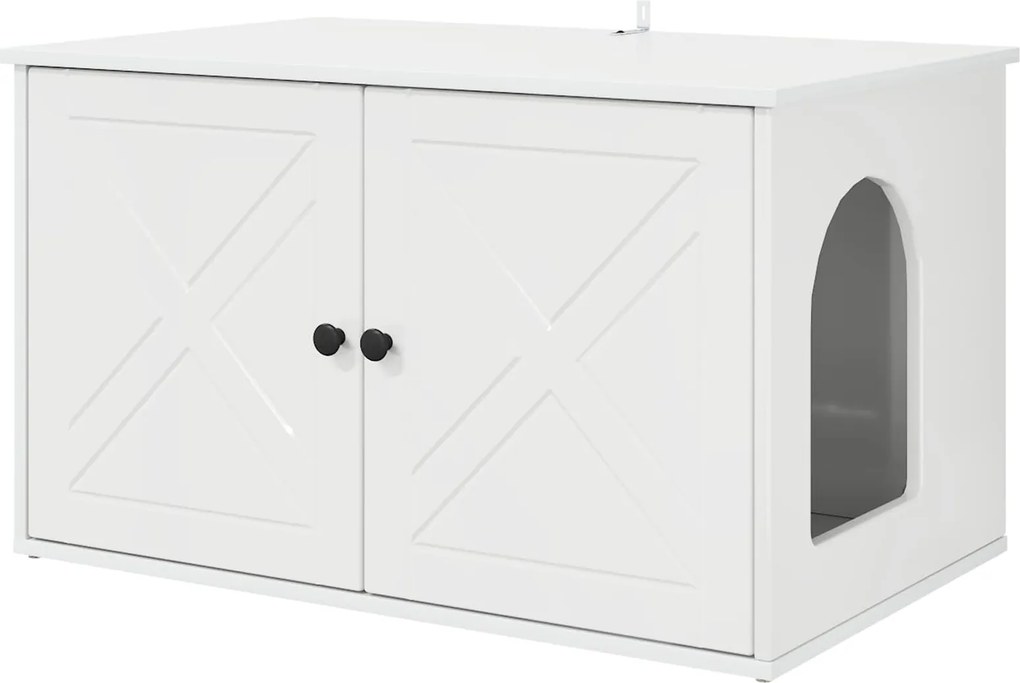 vidaXL Macska Ház Fényes Fehér 85 x 55 x 50 cm Faanyag