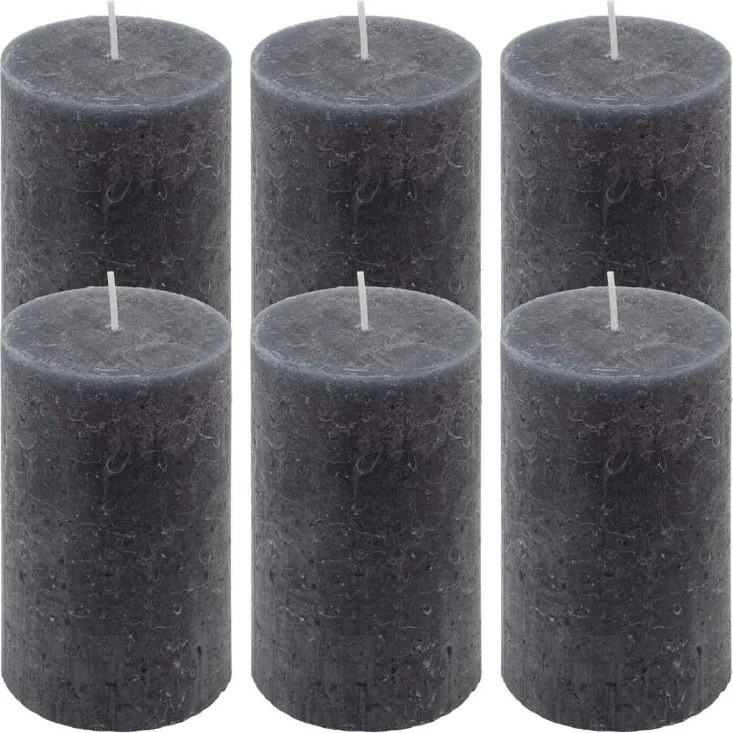 Rusztikus gyertya készlet 11,5 cm Ø 6,8 cm 6 db antracit