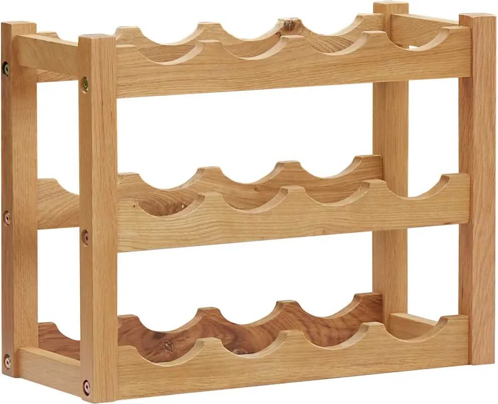 vidaXL tömör tölgyfa bortartó állvány 12 palackhoz 47 x 21 x 36 cm
