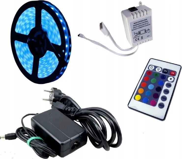 Led szalag szett 300SMD Rgb 5050 IP68 vezérlő 5m