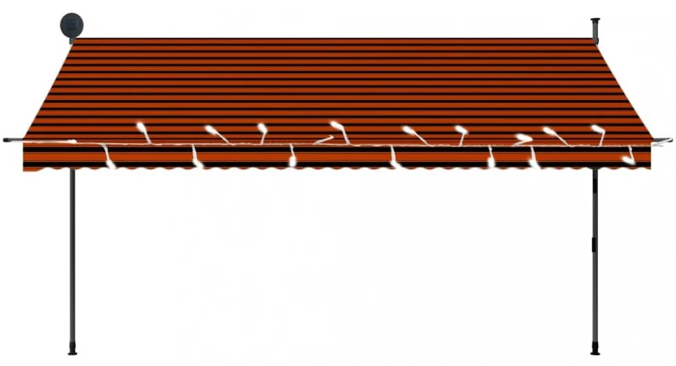 narancssárga-barna kézzel feltekerhető LED-es napellenző 350 cm