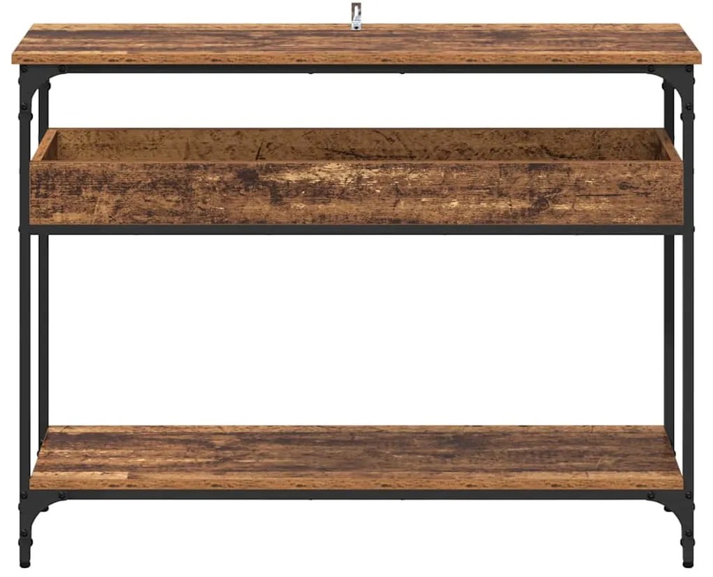 Konzolasztal polcokkal Régi fa 100 x 29 x 75 cm Faanyag