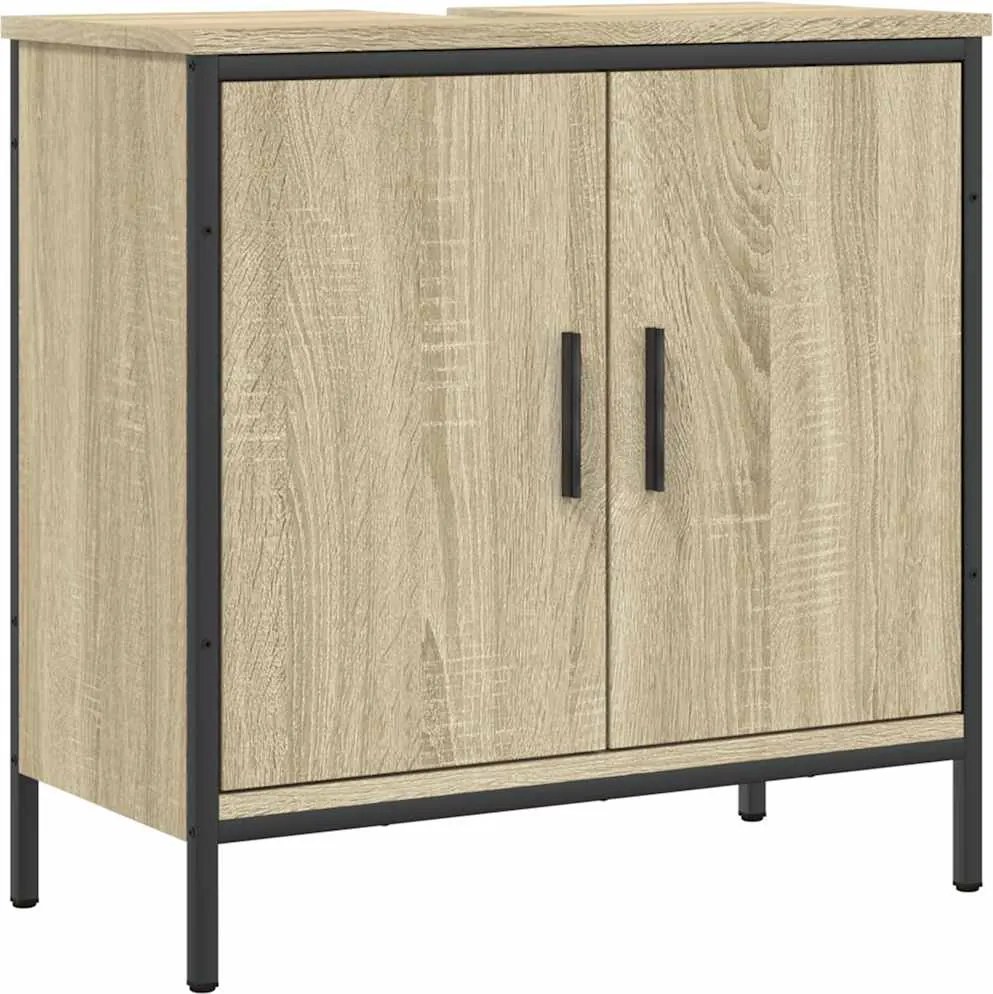 vidaXL sonoma tölgy szerelt fa fürdőszobai mosdószekrény 60x30x60 cm