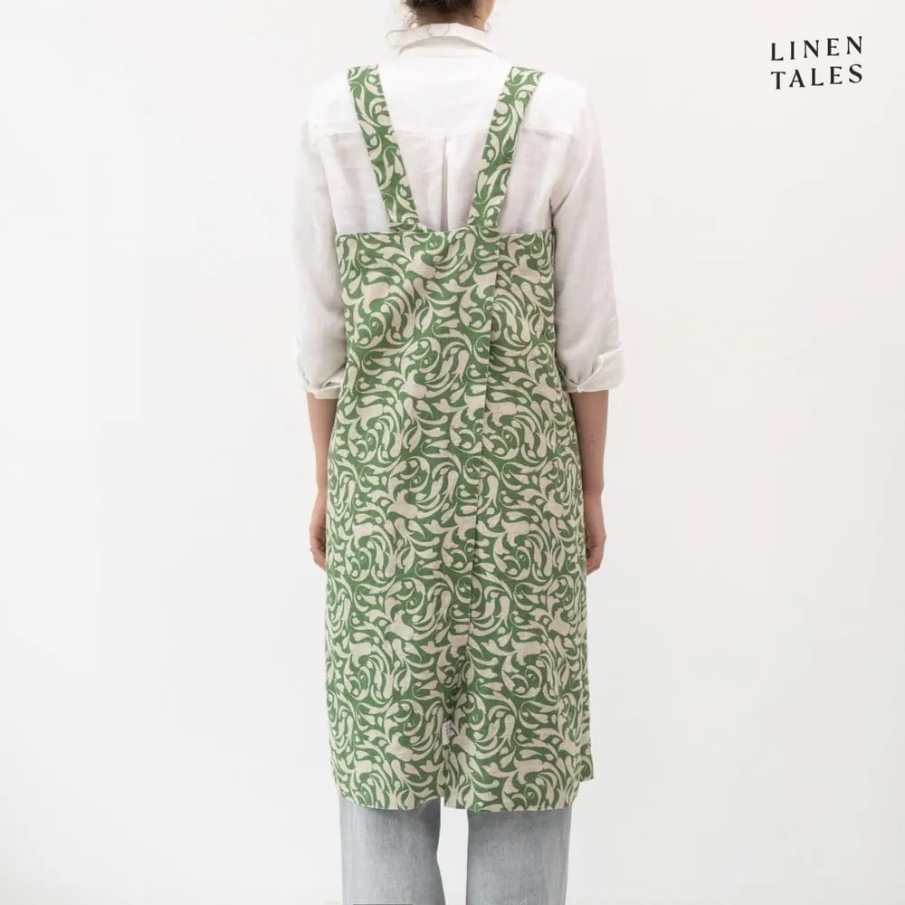 Len kötény Evergreen Damask – Linen Tales