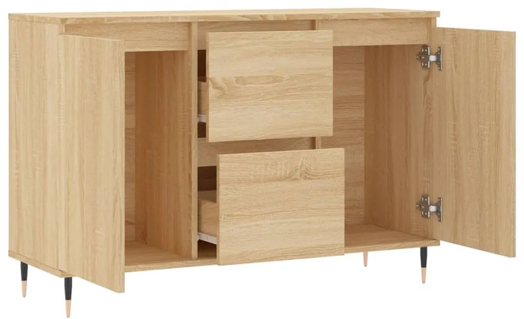 sonoma tölgy színű szerelt fa tálalószekrény 101,5 x 35 x 70 cm
