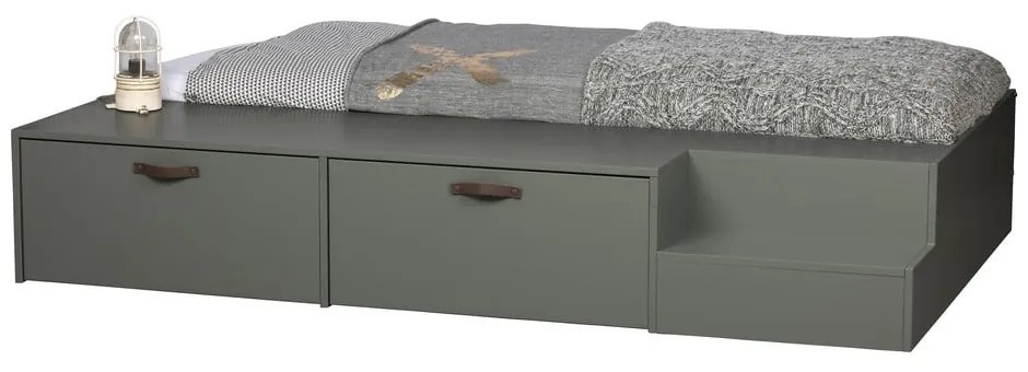 Zöldes szürke borovi fenyő gyerekágy tárolóhellyel 80x200 cm Stage – vtwonen
