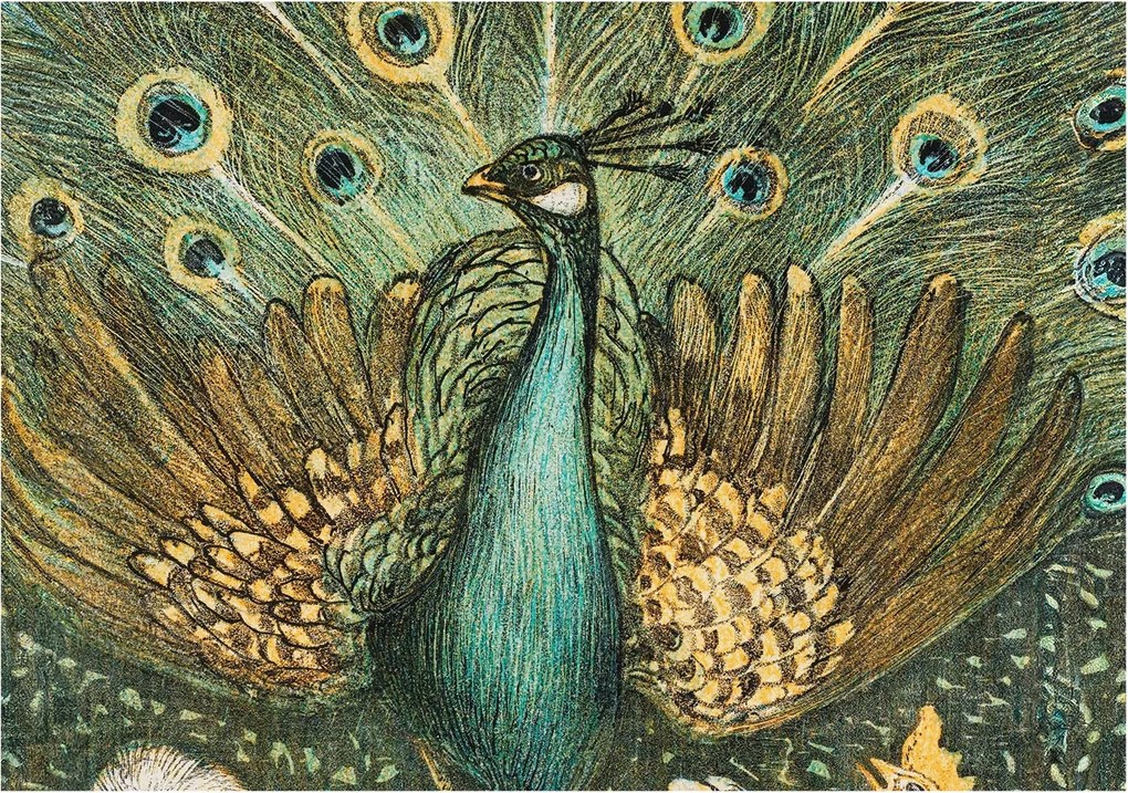 Fotótapéta Flizelin Fal a Hálószobába Fenséges páva 312x219 Ragasztó