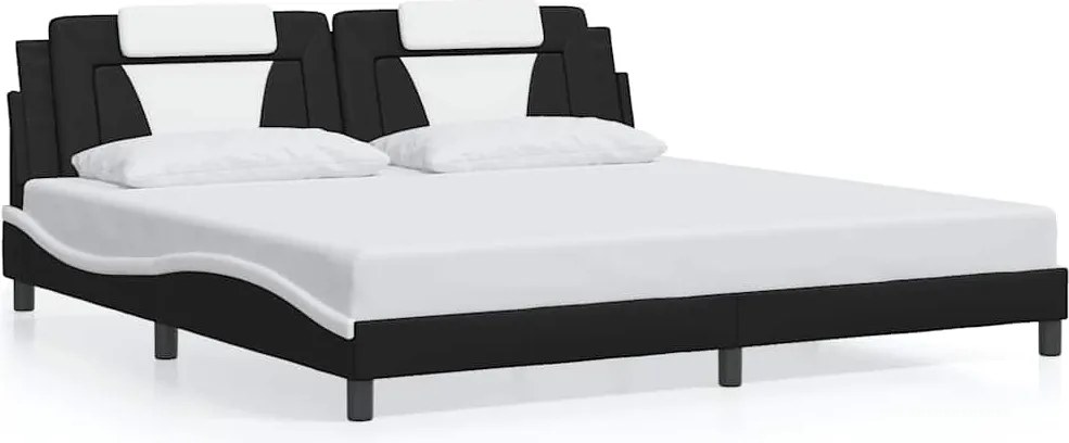 vidaXL fekete és fehér műbőr ágykeret Viana matrac nélkül 200x200 cm