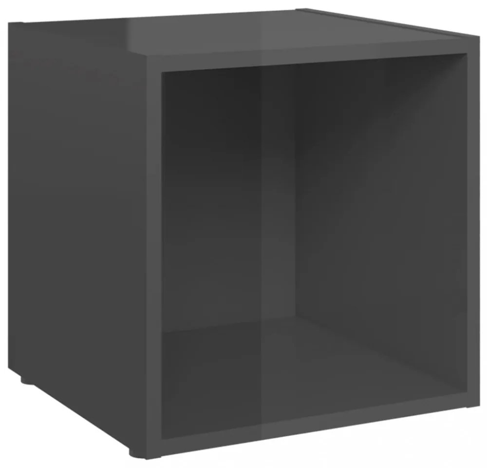4 db magasfényű szürke szerelt fa TV-szekrény 37 x 35 x 37 cm