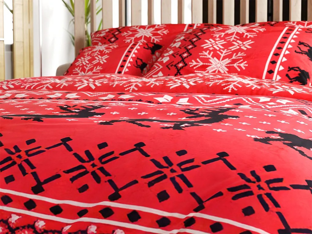 Mikroplüss ágyneműhuzat BLACK DEERS piros Ágyneműhuzat mérete: 70 x 90 cm | 140 x 200 cm