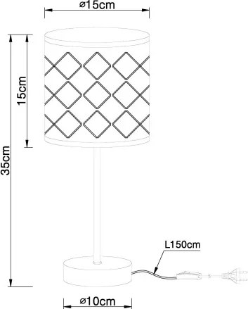 Globo 15229T Asztali textil, fekete-arany, kábel 1,5 m, Schalter, ø: 150, H:350, exkl. 1xE14 40W 230V