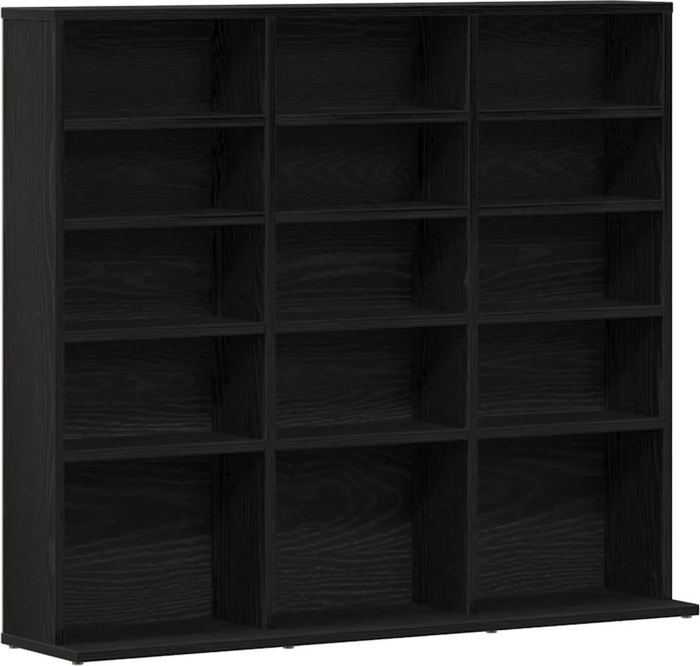 vidaXL fekete tölgyszínű szerelt fa CD-szekrény 100x23x89,5 cm