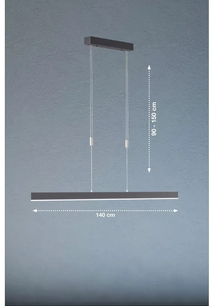 Fekete LED dimmelhető függőlámpa Straight – Fischer &amp; Honsel
