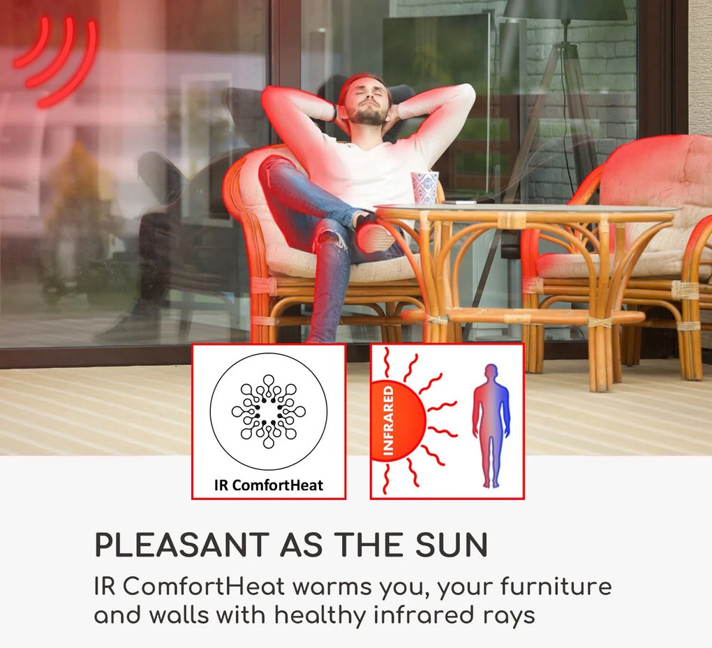 Blumfeldt Smartwave, infravörös hősugárzó, 2400 W, széncső, WiFi,  alkalmazás, fehér