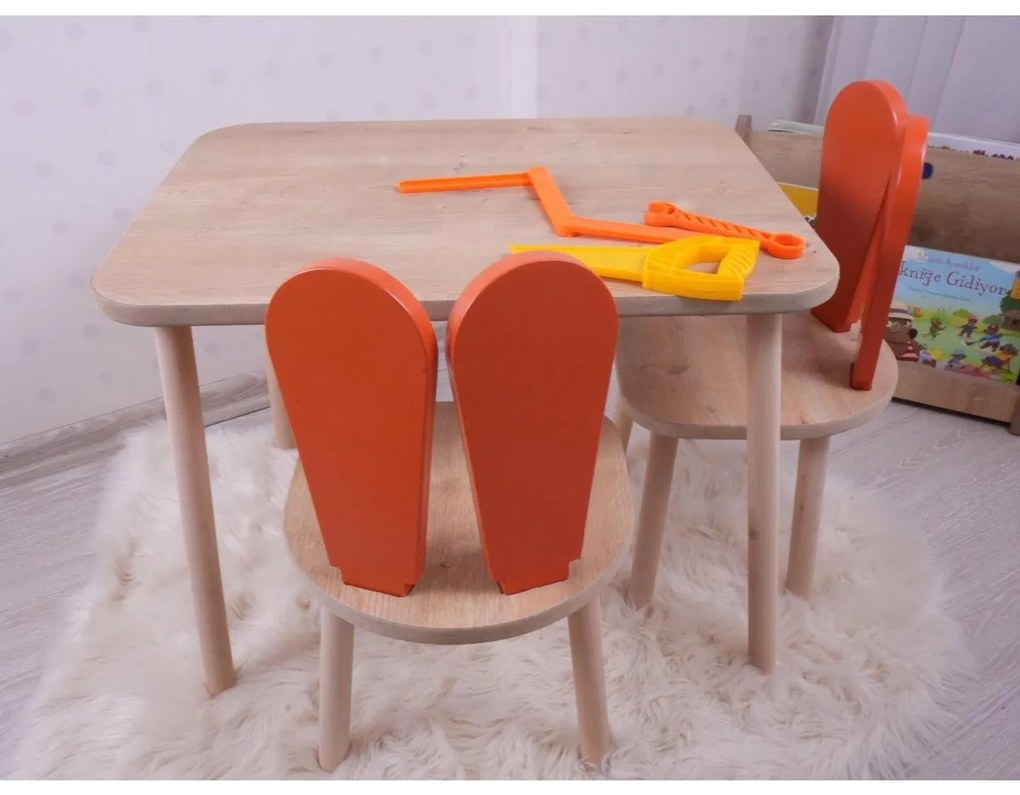 Gyerekasztal székekkel Bunny One Chair Set - Orange, Brown