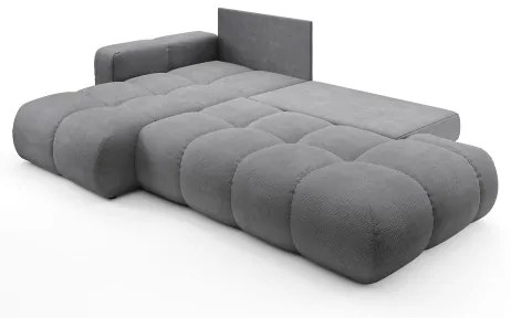 Ágyazható kárpitozott sarokülőgarnitúra tárolóval, L-alakú, ALMADA, balos, szürke