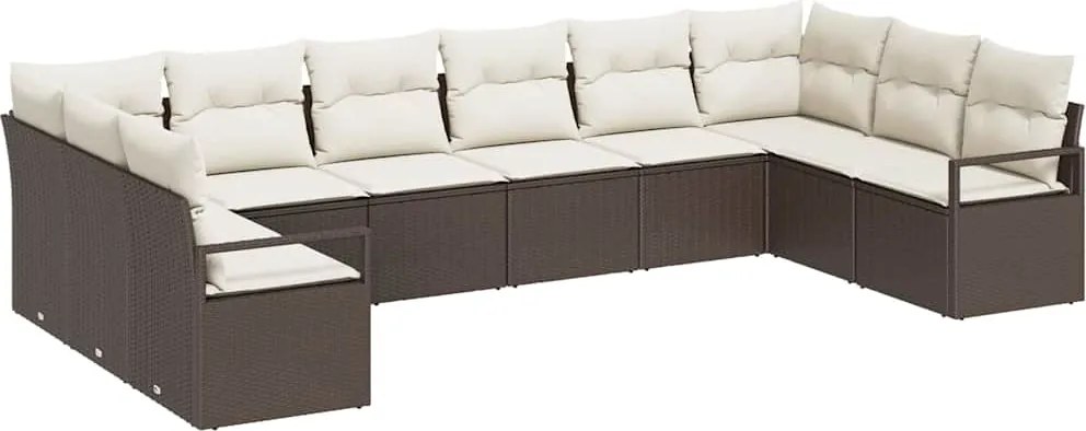 vidaXL Kanapé Szett párnával 10 pcs Barna polirattan