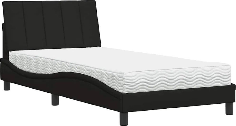 vidaXL fekete szövet ágy matraccal Hanko 100x200 cm