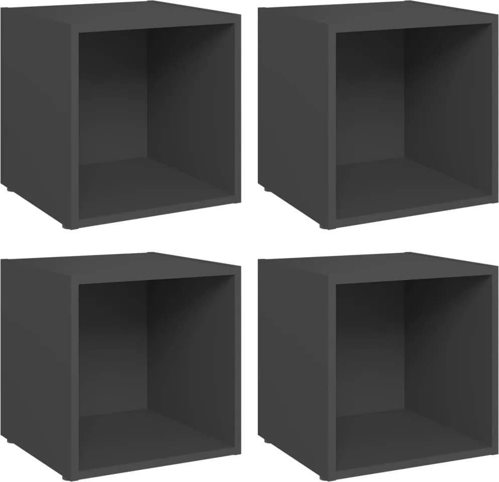 vidaXL 4 db szürke szerelt fa TV-szekrény 37 x 35 x 37 cm
