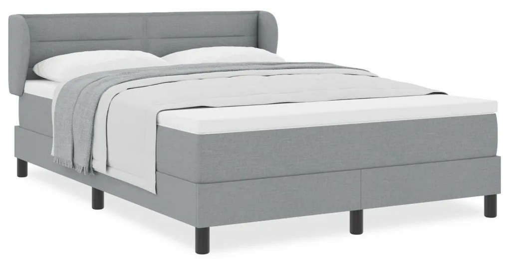 Boxspring Ágy Mattresszel - Világosszürke, 160x200 cm, Szövet