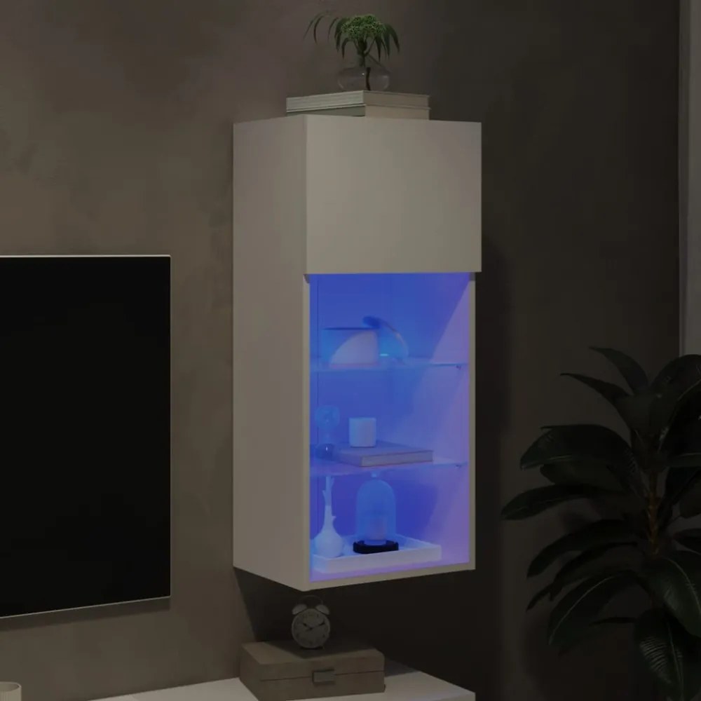 fehér TV-szekrény LED-lámpákkal 40,5x30x90 cm