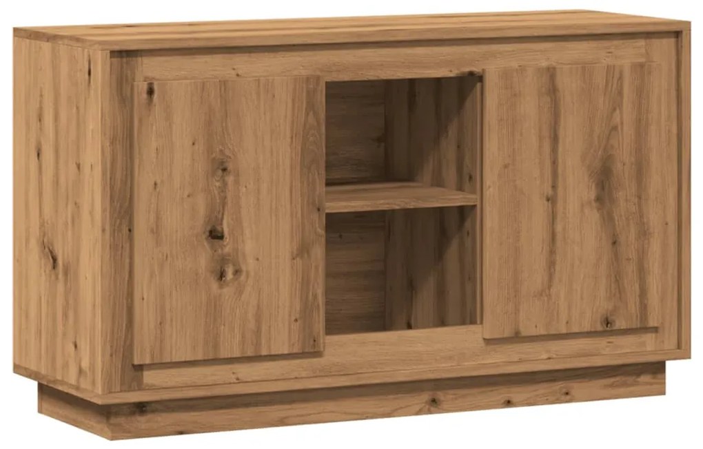 kézműves tölgy színű szerelt fa tálalószekrény 102 x 35 x 60 cm
