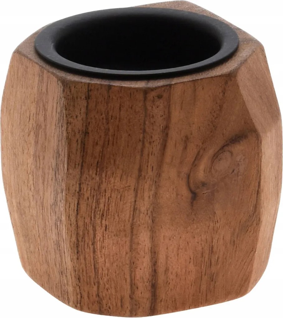 Fa Gyertyatartó teamécses akácfa natúr barna 6 cm