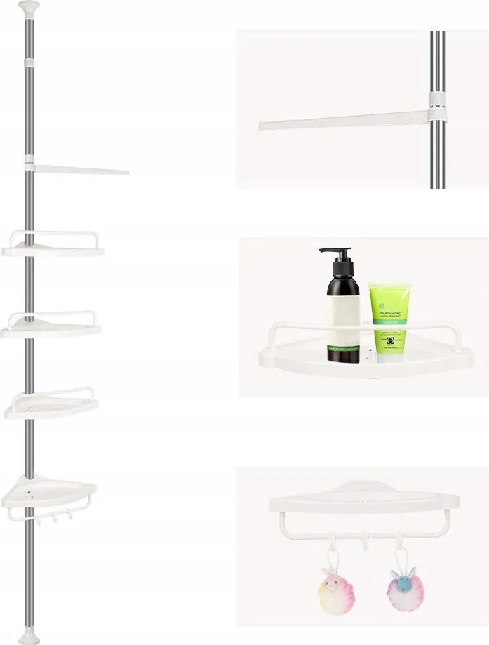Fürdőszobai Sarokpolc Zuhanyhoz Teleszkópos Kozmetikai Rendszerező