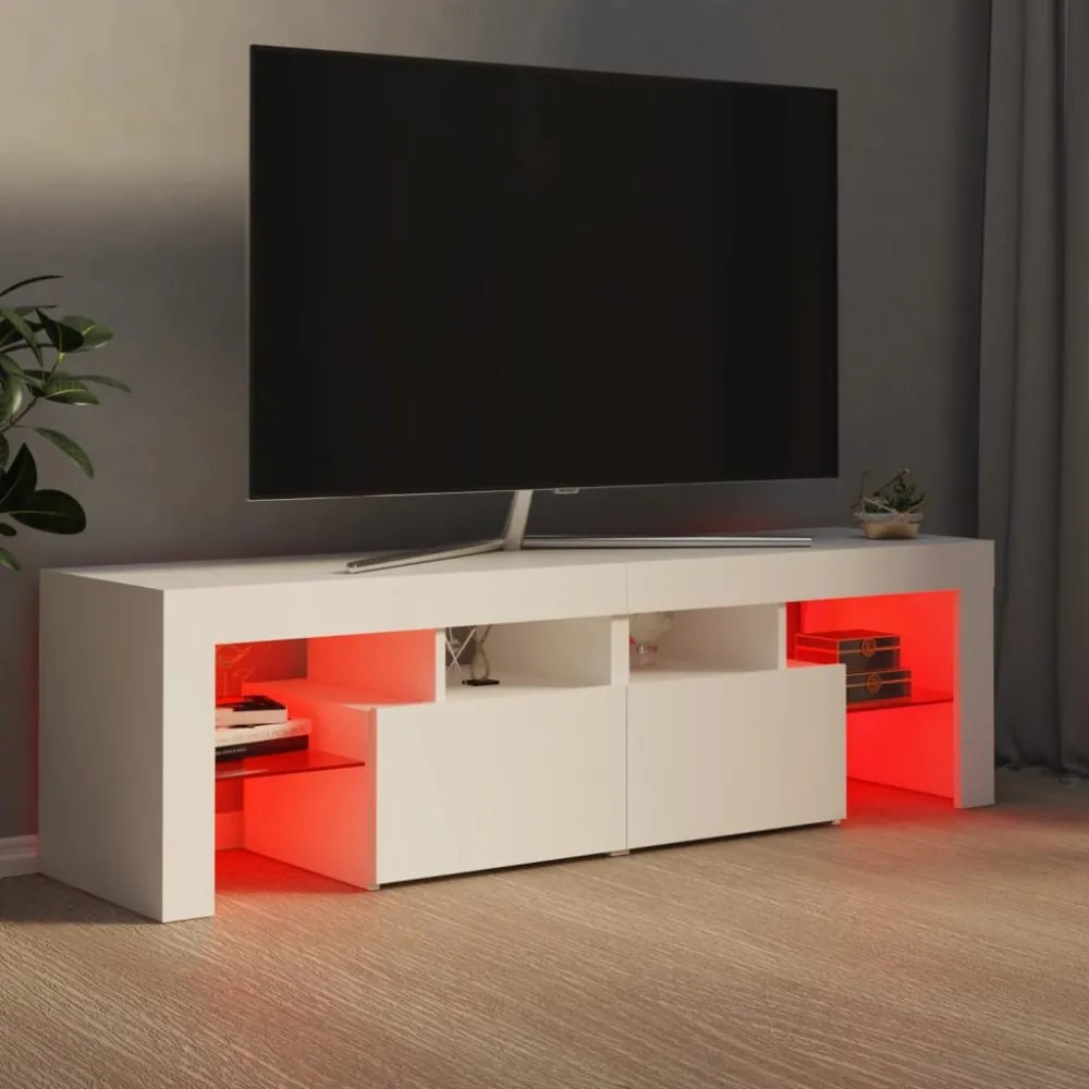 fehér TV-szekrény LED-lámpákkal 140 x 36,5 x 40 cm