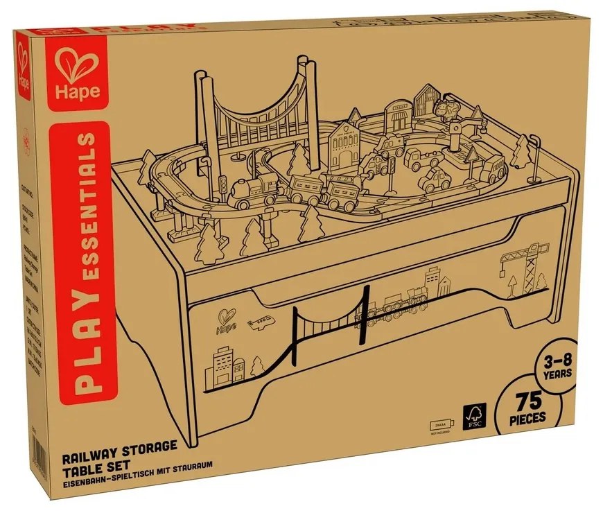 Hape Játéktábla tárolóhellyel és vasútpályával