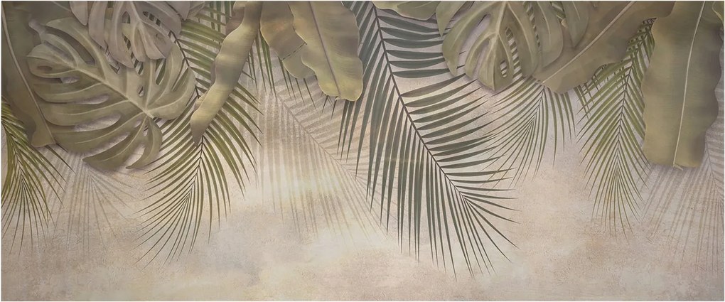 Fotótapéta Flizelin Fal a Hálószobába Trópusi levelek 250x104 Ragasztó