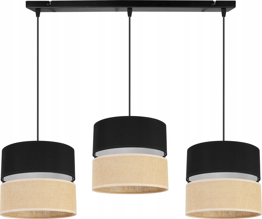 Mennyezeti Lámpa Lógó Csillár Hármas Lámpabúra Fekete Díszléc Boho Juta