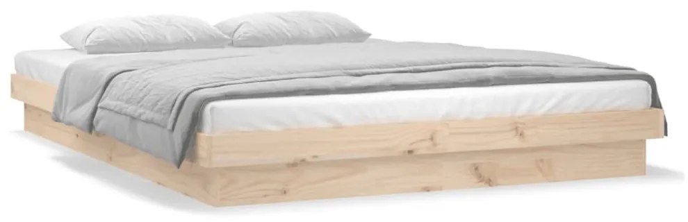 King Size tömör fa LED-es ágykeret 150 x 200 cm