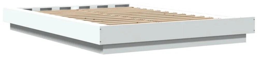 vidaXL fehér szerelt fa ágykeret LED-világítással 120 x 200 cm