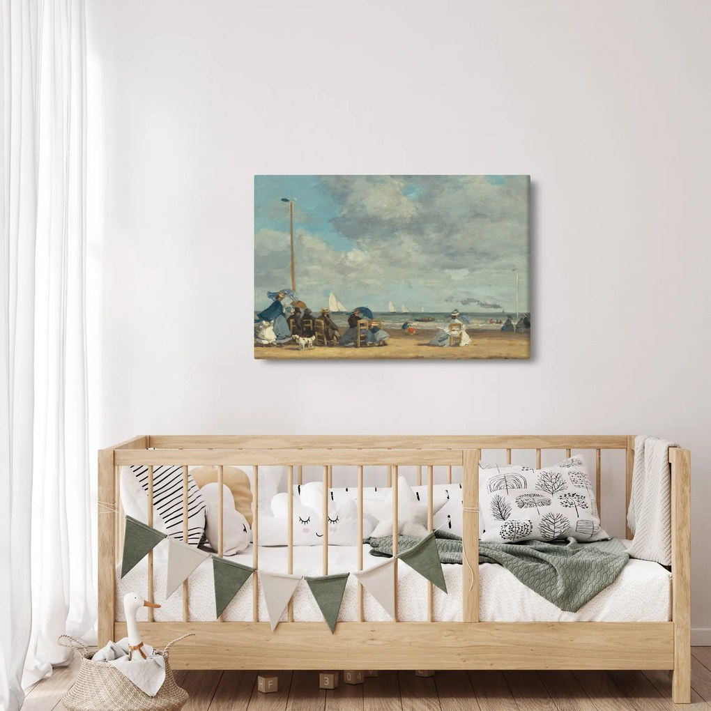 Kép - Eugène Boudin, Beach at Trouville, reprodukciók (90x60 cm)