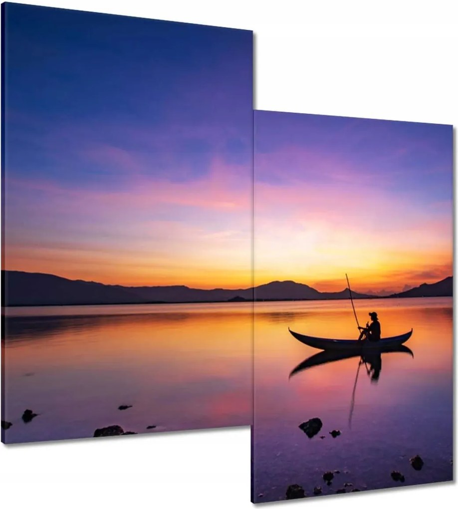 Vászonkép 60x60 Esti horgászat naplementekor