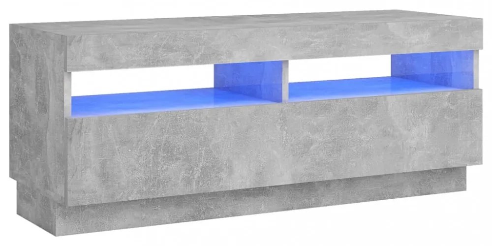 betonszürke TV-szekrény LED-lámpákkal 100 x 35 x 40 cm