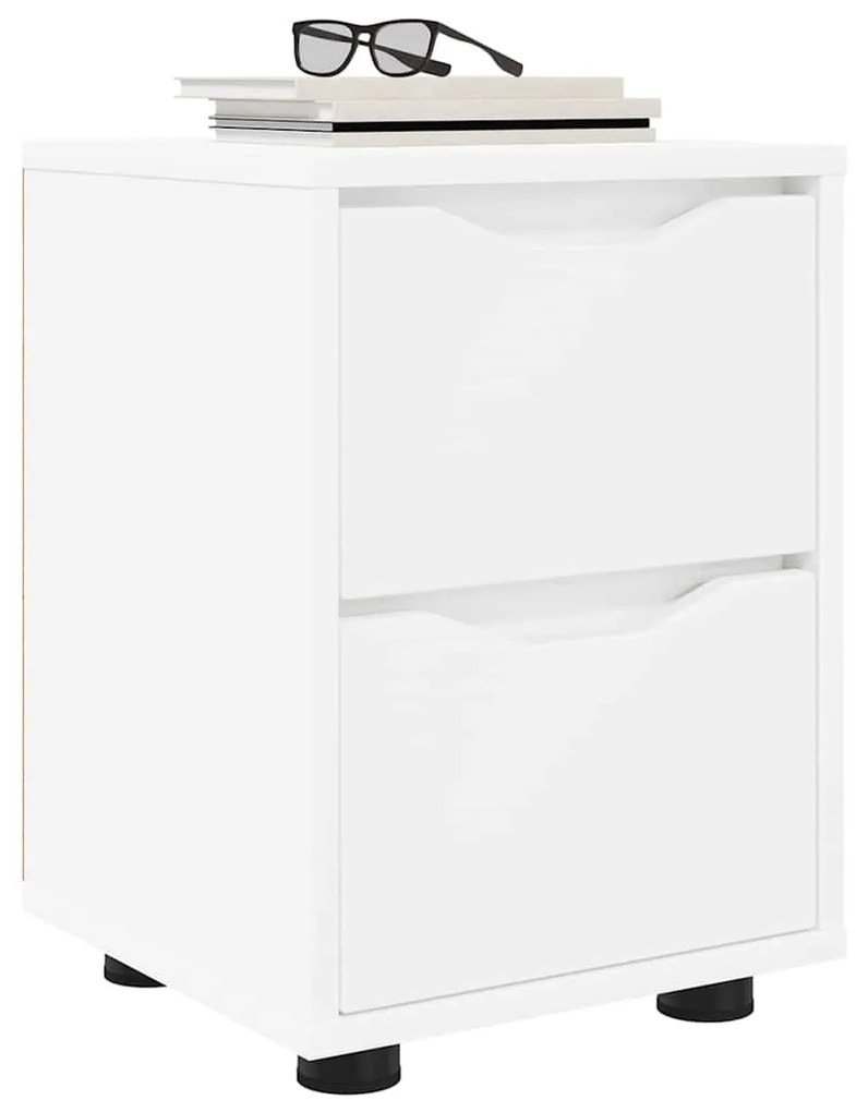 vidaXL Éjjeliszekrények fiókkal 2 pcs Fehér 30,5 x 30 x 43 cm Faanyag