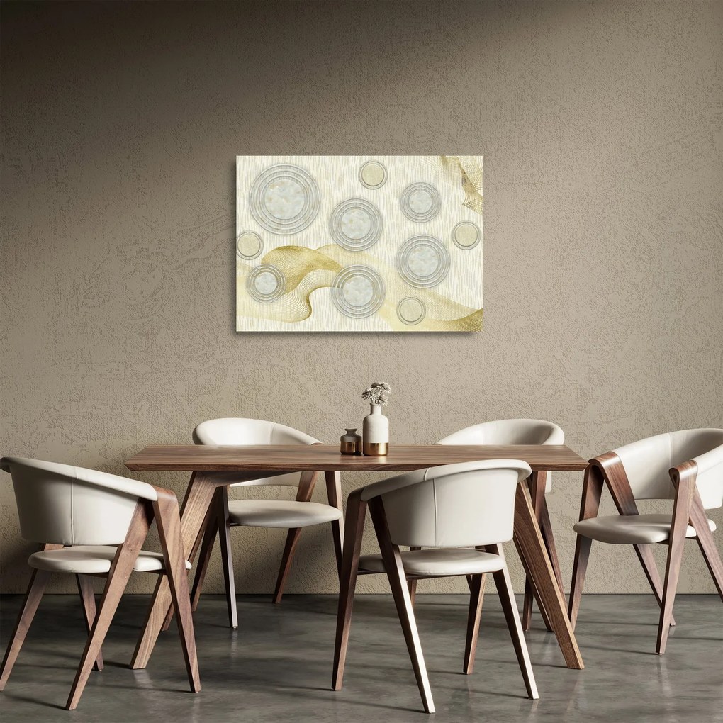 Kép - absztrakció, márvány körök (üvegen) (70x50 cm)